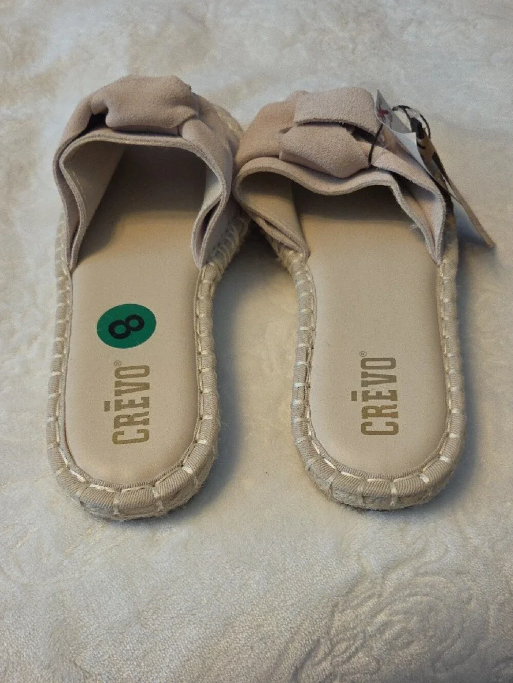 Crevo Beige Knotted Slide Sandals